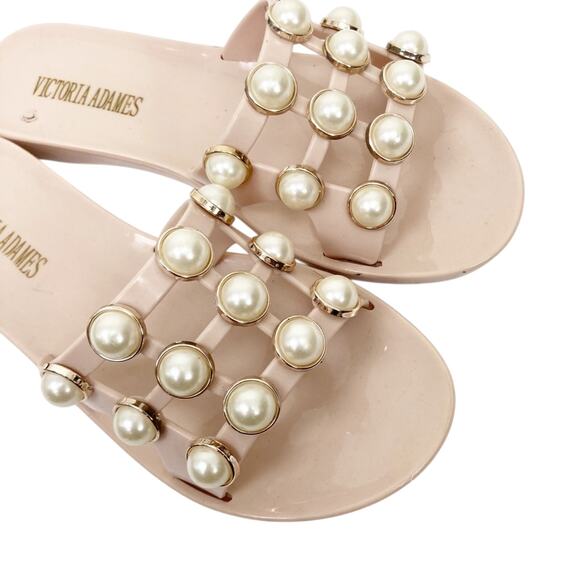 Victoria Adames Marsella Cream Pearl Jelly Slide Sandals Sz 7 - Picture 5 of 7